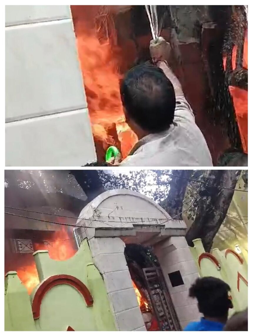 गुरदासपुर के काली माता मंदिर में लगी भयानक आग: श्रद्धालुओं ने देखा चमत्कार, बाबा सहज नाथ जी की मूर्ति सुरक्षित”**