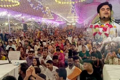 भागवत कथा का 5वां दिन: श्रीमद्भागवत कथा में छप्पन भोग लगाकर की गोवर्धन पूजा