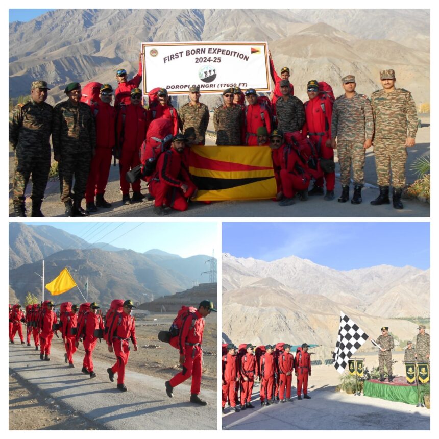 वज्र कोर के पर्वतारोहियों का एक दल डोरोपी गांगरी और लाबार चोटियों पर चढ़ाई के लिए रवाना