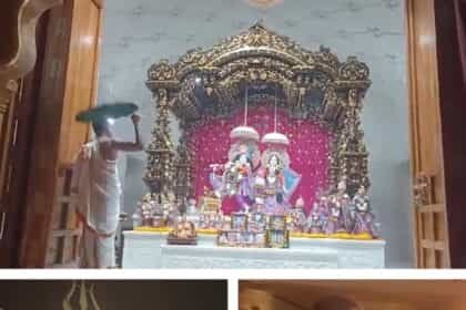 दीपावली के अवसर पर मथुरा के मंदिर रंग बिरंगी रोशनी से जगमग हैं