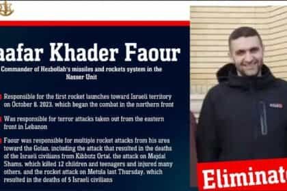 इजरायल का बड़ा हमला: इजरायल ने हिजबुल्लाह के टॉप कमांडर जाफर फॉउर को मार गिराया, मिसाइल और रॉकेट नेटवर्क को लीड करता था