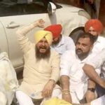 पंजाब में कांग्रेस विधायक दल के नेता प्रताप सिंह बाजवा से बमों को लेकर दिए बयान पर मोहाली के साइबर थाने में पूछताछ : थाने के बाहर कांग्रेसियों का प्रदर्शन