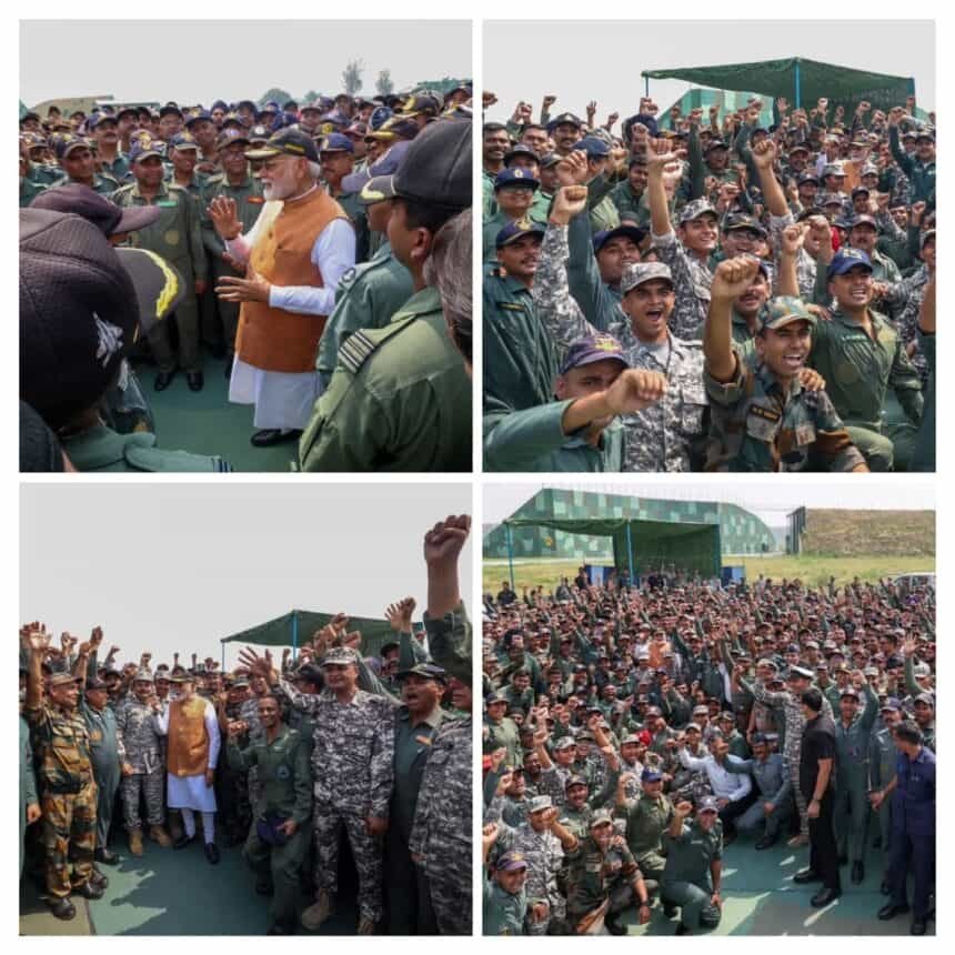 प्रधानमंत्री नरेंद्र मोदी ने आदमपुर एयरबेस पर जवानों से की मुलाकात, कहा – देश सशस्त्र बलों का सदा रहेगा ऋणी**