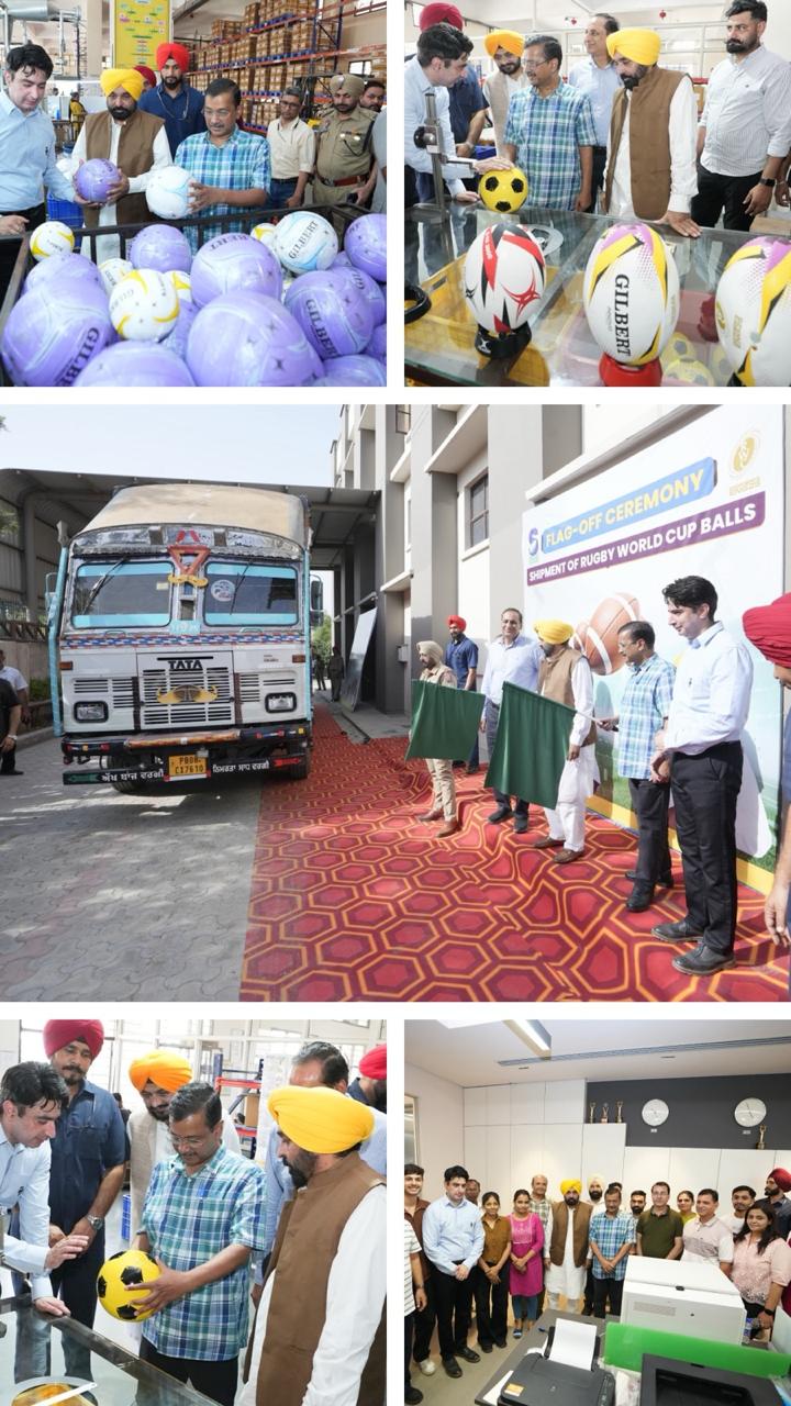जालंधर से लंदन तक खेलों की उड़ान: केजरीवाल और मान ने विश्व कप के लिए 25,000 रग्बी गेंदों को दी हरी झंडी