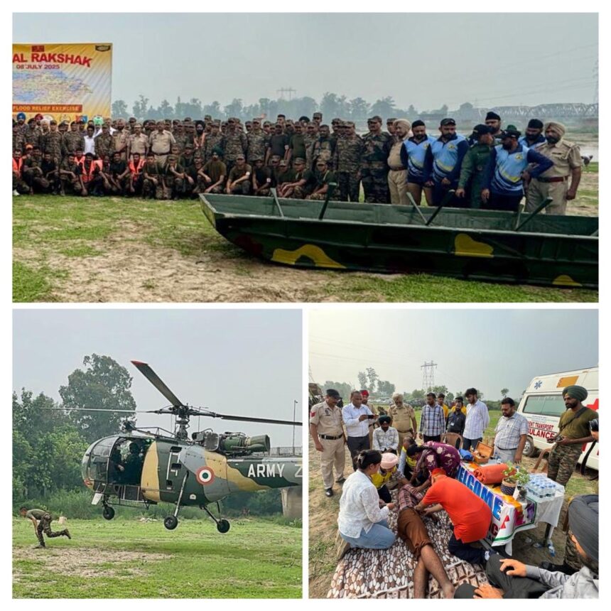 जिला प्रशासन ने भारतीय सेना के सहयोग से संभावित बाढ़ की स्थिति से निपटने के लिए अभ्यास करवाया