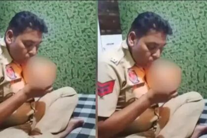 पंजाब के पुलिसकर्मी का फोटो सोशल मीडिया पर तेजी से वायरल: खाट पर बैठकर चिट्टे का कर रहा था सेवन