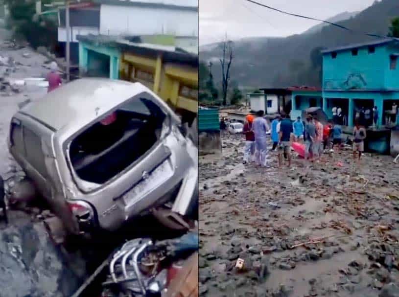 उत्तराखंड में चमोली जिले के थराली में चमोली में बादल फटा, 2 लोग लापता : कई गाड़ियां मलबे में दबीं