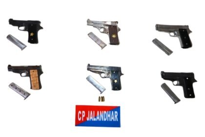 जालंधर पुलिस को बड़ी सफलता — जग्गू भगवाणपुरिया गिरोह से जुड़े तीन आरोपियों से 6 पिस्तौल बरामद, कुल बरामदगी पहुँची 8 तक