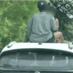 कार की छत पर रोमांस करते हुए विदेशी स्टूडेंट : एक-दूसरे से लिपटे युवक-युवती, गाड़ी  नंबर जालंधर का