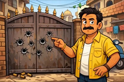 लुधियाना में शाही मोहल्ला में 10 नकाबपोश हमलावरों ने एक टूर एंड ट्रैवल कारोबारी के घर पर पर चलाई गोलियां