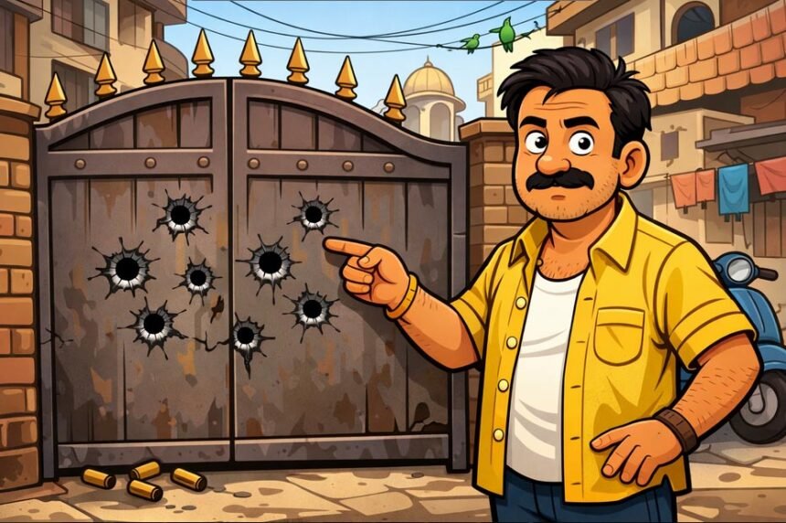 लुधियाना में शाही मोहल्ला में 10 नकाबपोश हमलावरों ने एक टूर एंड ट्रैवल कारोबारी के घर पर पर चलाई गोलियां