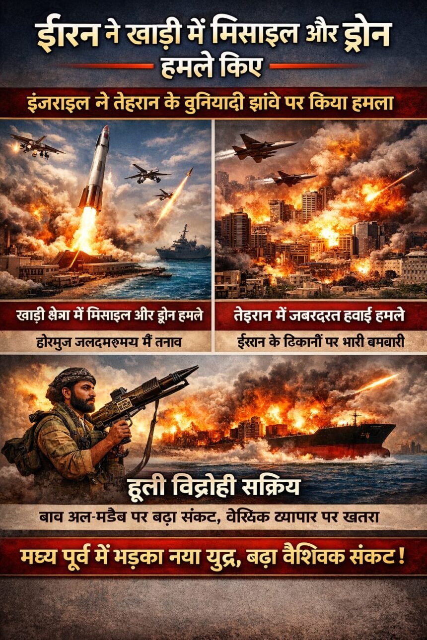 ईरान ने खाड़ी क्षेत्र में मिसाइल और ड्रोन हमले किए, जबकि इज़राइल ने तेहरान के बुनियादी ढांचे पर हमला किया