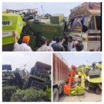 तेज रफ्तार ट्रक ने संग्रूर में खड़ी तीन कंबाइनों को मारी टक्कर, 60-70 लाख का भारी नुकसान