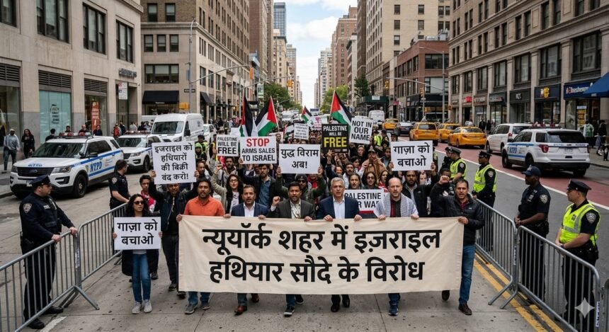 न्यूयॉर्क शहर में इज़राइल हथियार सौदे के विरोध में 100 गिरफ्तारियाँ