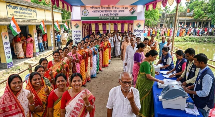 पश्चिम बंगाल में लोकतंत्र का महापर्व: विधानसभा चुनावों में दर्ज हुआ ऐतिहासिक 92.47% मतदान, आजादी के बाद का सबसे बड़ा रिकॉर्ड**