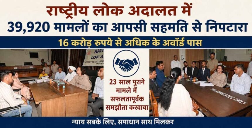 जालंधर, फिल्लौर और नकोदर के न्यायिक अदालती कॉम्प्लेक्स में लगाई गई राष्ट्रीय लोक अदालत
