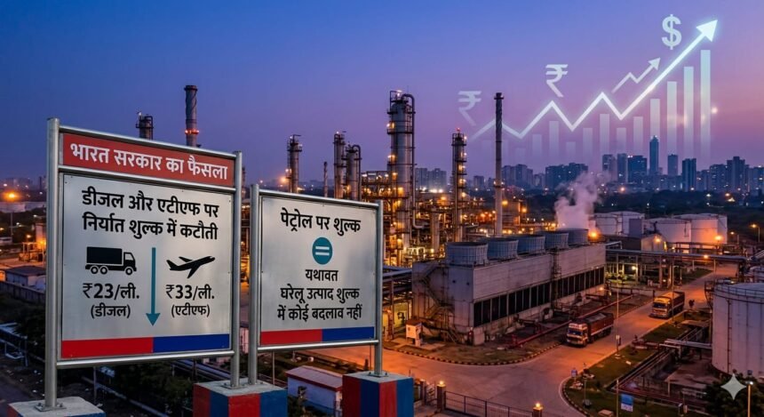 डीजल और ATF पर निर्यात शुल्क में कटौती, पेट्रोल पर उत्पाद शुल्क यथावत: केंद्र सरकार का बड़ा फैसला**