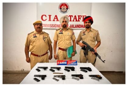 जालंधर पुलिस की बड़ी कार्रवाई: गोल्डी बराड़ गिरोह के 4 शार्प शूटर गिरफ्तार, भारी मात्रा में हथियार बरामद**