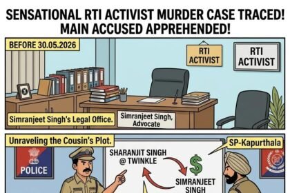 कपूरथला पुलिस की बड़ी कामयाबी: RTI एक्टिविस्ट और वकील सिमरनजीत सिंह हत्याकांड का कुछ ही घंटों में खुलासा; चचेरा भाई मुख्य आरोपी गिरफ्तार, वारदात में इस्तेमाल पिस्टल बरामद**