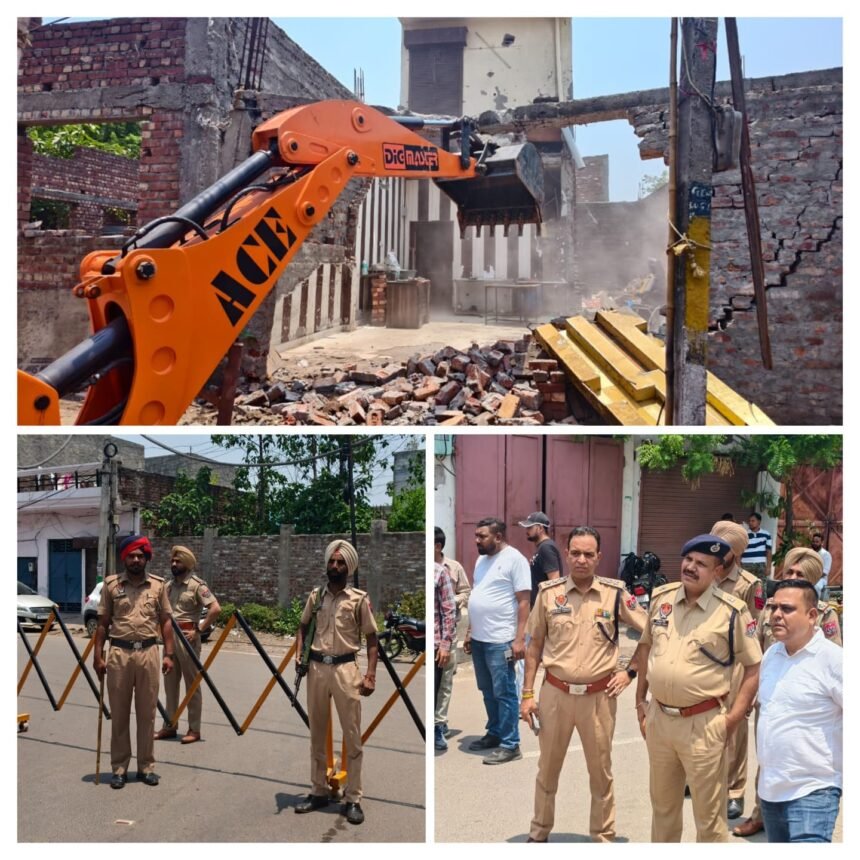जालंधर में ‘युद्ध नशों विरुद्ध’ मुहिम के तहत बड़ी कार्रवाई: पुलिस और नगर निगम ने ढहाई कुख्यात नशा तस्कर की अवैध इमारत**